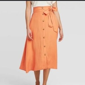 A New Day Vibrant Orange Midi Skirt Size XXL Nwot
